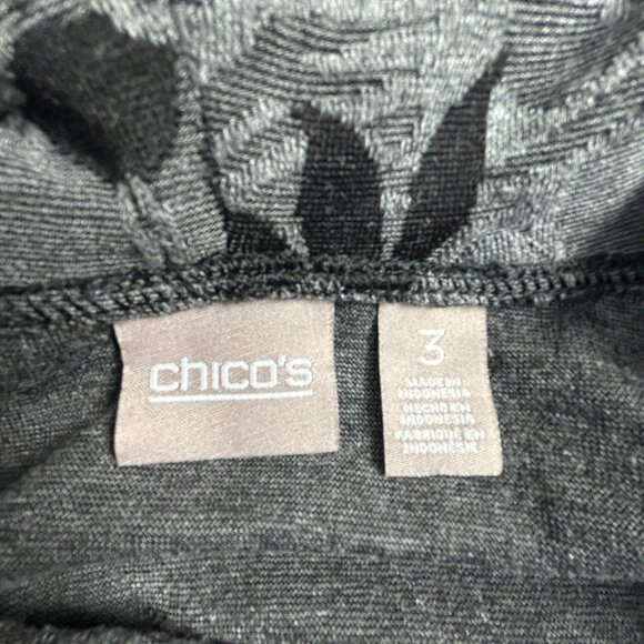 Chico's Womens Gray/Black Floral Print Cowl Neck Long Sleeve Top Size 3 Stretch - Picture 3 of 8
